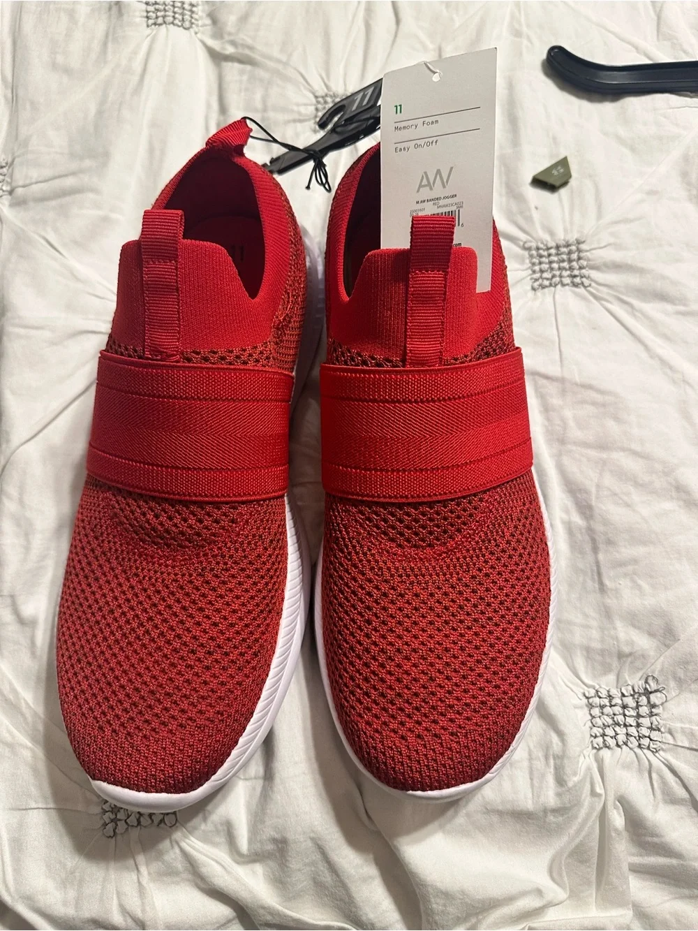 Athletic Works Red Knit Slip-On Jogger Sneakers